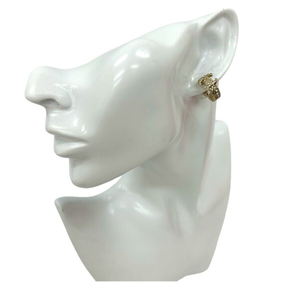 CHANEL Gold Logo Earrings